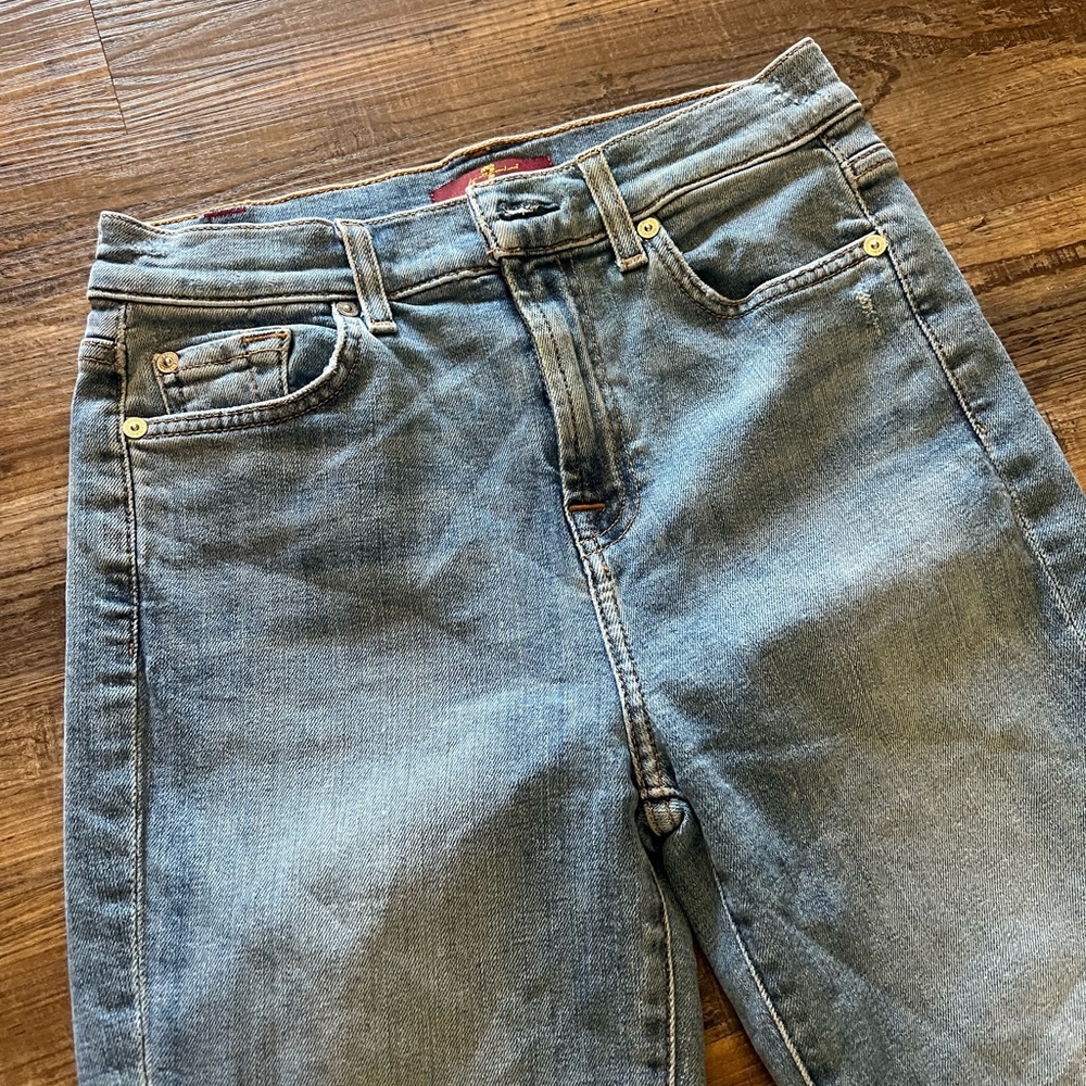 7 For All Mankind Blue Flare Wide Leg Jeans - Picture 3 of 4